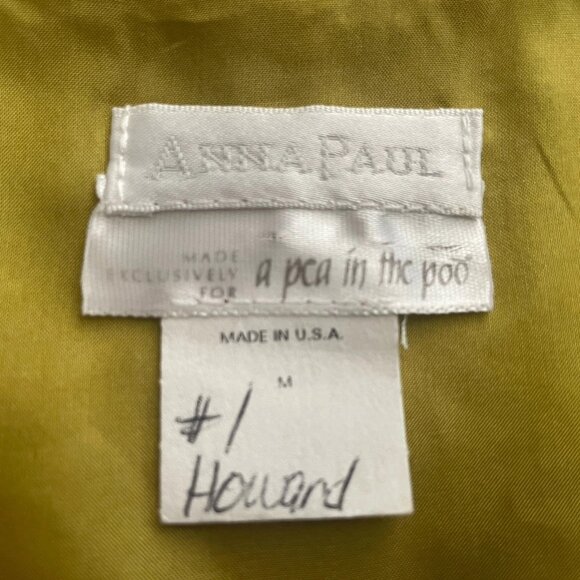 Vintage Y2K Anna Paul Silk Blouse Size M Green Gold Embroidery Sequins Maternity - Picture 8 of 8